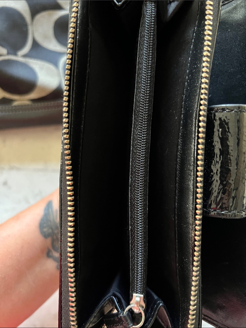 Coach Black and Cream Signature Canvas Tote with Leather Trim bonus wallet inc. - Picture 8 of 9
